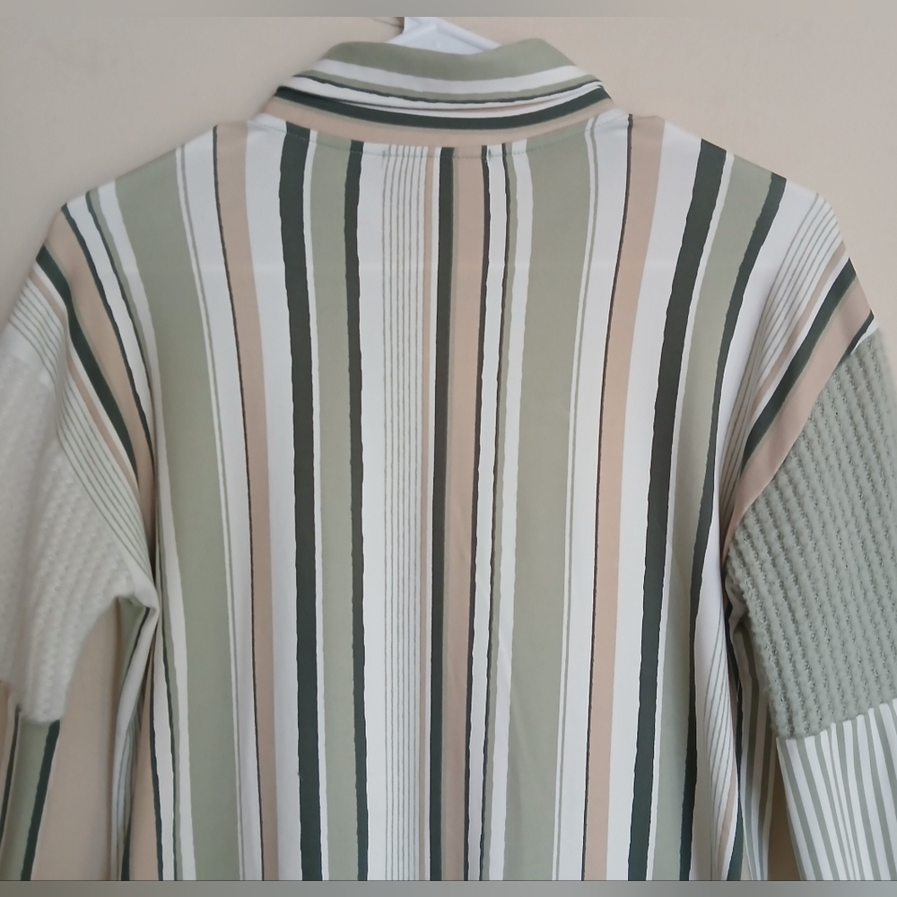 Above and Beyond Soft Green Stripe Button Down Shirt - Picture 6 of 9